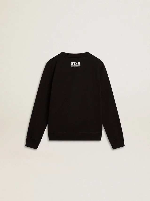Schwarzes Sweatshirt für Jungen mit weissem Maxi-Stern auf der Vorderseite
