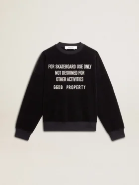 Schwarzes Sweatshirt mit Rundhalsausschnitt und gesticktem Schriftzug