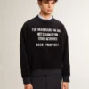 Schwarzes Sweatshirt mit Rundhalsausschnitt und gesticktem Schriftzug