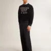 Schwarzes Sweatshirt mit Rundhalsausschnitt und gesticktem Schriftzug