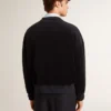 Schwarzes Sweatshirt mit Rundhalsausschnitt und gesticktem Schriftzug