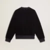 Schwarzes Sweatshirt mit Rundhalsausschnitt und gesticktem Schriftzug