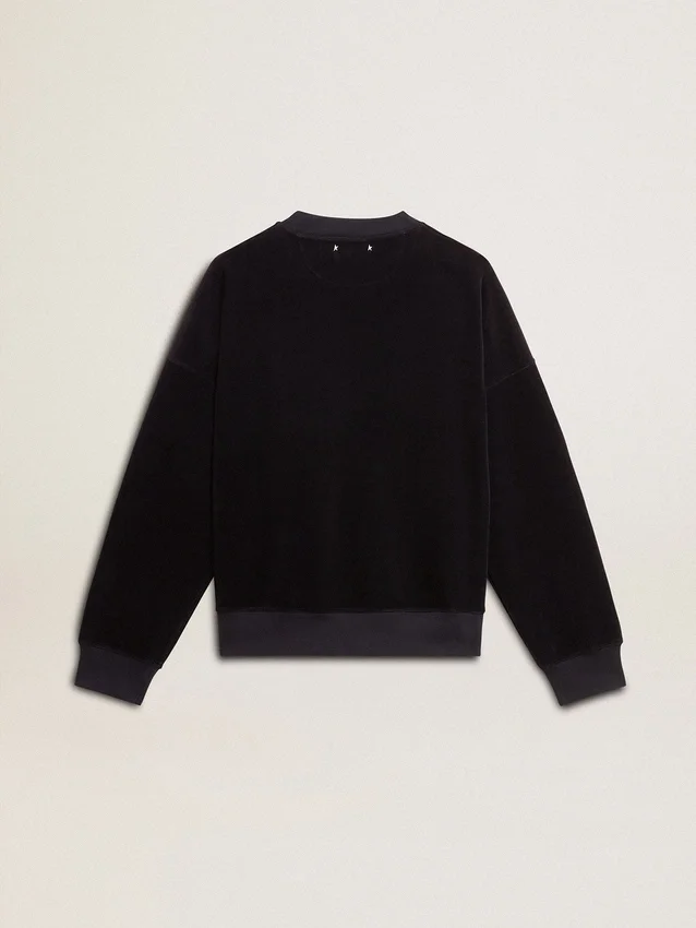 Schwarzes Sweatshirt mit Rundhalsausschnitt und gesticktem Schriftzug