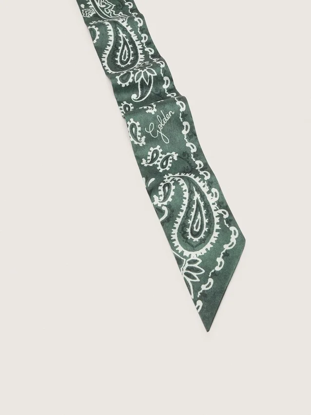 Set aus zwei Twill-Bändern mit grünem Paisley-Muster