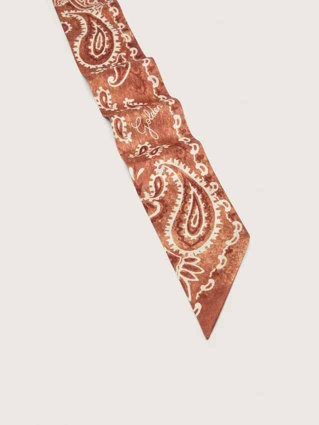 Set aus zwei Twill-Bändern mit orangefarbenem Paisley-Muster
