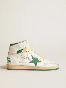 Sky-Star aus weissem Leder mit grünem Lederstern
