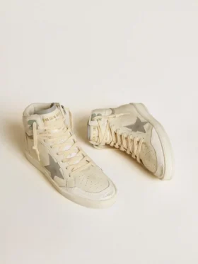 Sky-Star für Damen aus Leder mit hellblauem Lederstern und weisser Fersenlasche