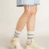 Sky-Star für Damen aus Leder mit hellblauem Lederstern und weisser Fersenlasche