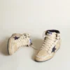 Sky-Star für Herren aus cremefarbenem Nylon und Leder mit blauem Stern aus Wildleder