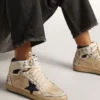 Sky-Star für Herren aus cremefarbenem Nylon und Leder mit blauem Stern aus Wildleder