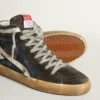 Slide aus mitternachtsblauem Denim mit weissem Lederstern