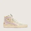 Slide in Beige mit rosa Metallic-Lederstern und Glitzer