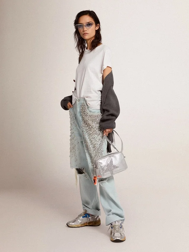 Slim-Fit-Damen-Hemd in Weiss mit Used-Look