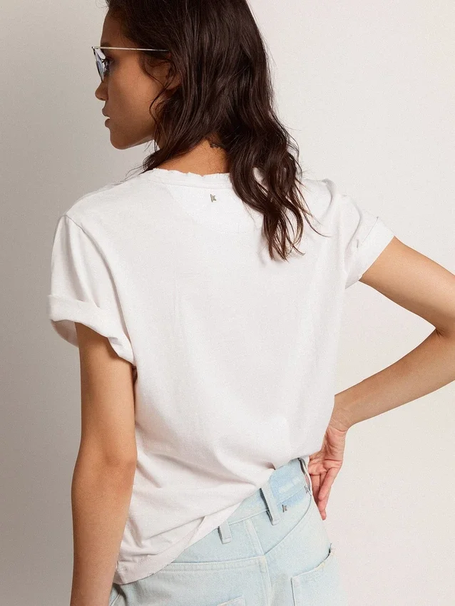 Slim-Fit-Damen-Hemd in Weiss mit Used-Look