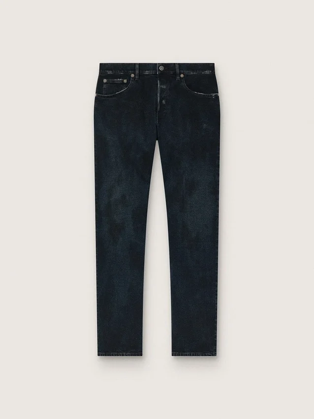 Slim-Fit-Herrenjeans aus dunklem Indigo-Stretch-Denim