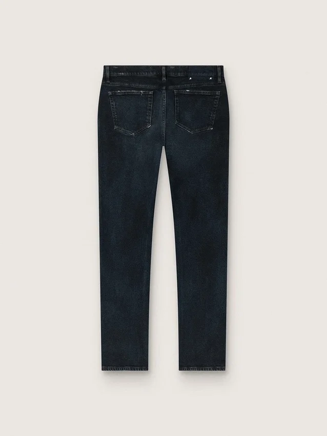 Slim-Fit-Herrenjeans aus dunklem Indigo-Stretch-Denim