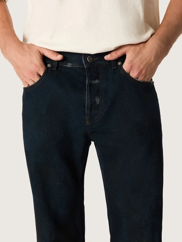 Slim-Fit-Herrenjeans aus dunklem Indigo-Stretch-Denim