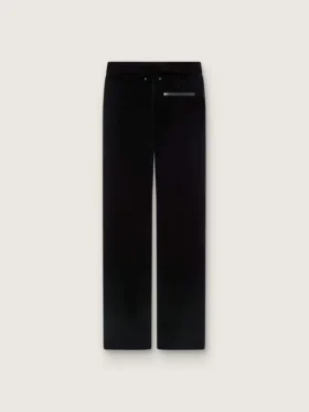 Slim-Fit-Hose für Damen mit ausgestelltem Bein aus schwarzem Baumwollsamt