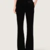 Slim-Fit-Hose für Damen mit ausgestelltem Bein aus schwarzem Baumwollsamt