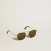 Sonnenbrille im Aviator-Stil mit goldenem Rahmen und grünen Gläsern