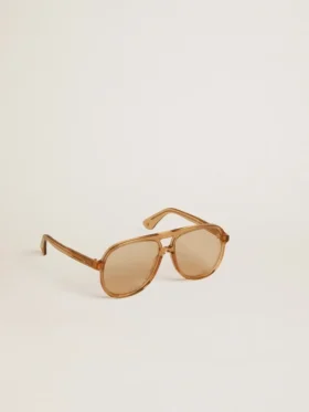 Sonnenbrille im Aviator-Stil mit honigfarbenem Rahmen und Gläsern