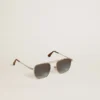 Sonnenbrille im Aviator-Stil mit silbernem Rahmen und blauen Gläsern