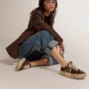 Space-Star-Schuhe für Frauen aus Ponyleder mit Animal-Print und Lammfellfutter