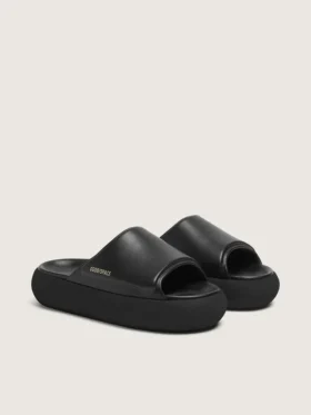 Space-Star-Slipper für Damen aus schwarzem Leder