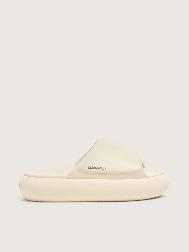Space-Star-Slipper für Damen aus weissem Leder