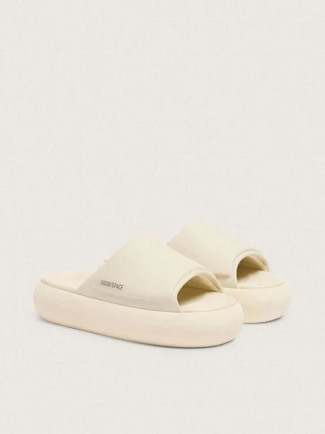 Space-Star-Slipper für Damen aus weissem Leder