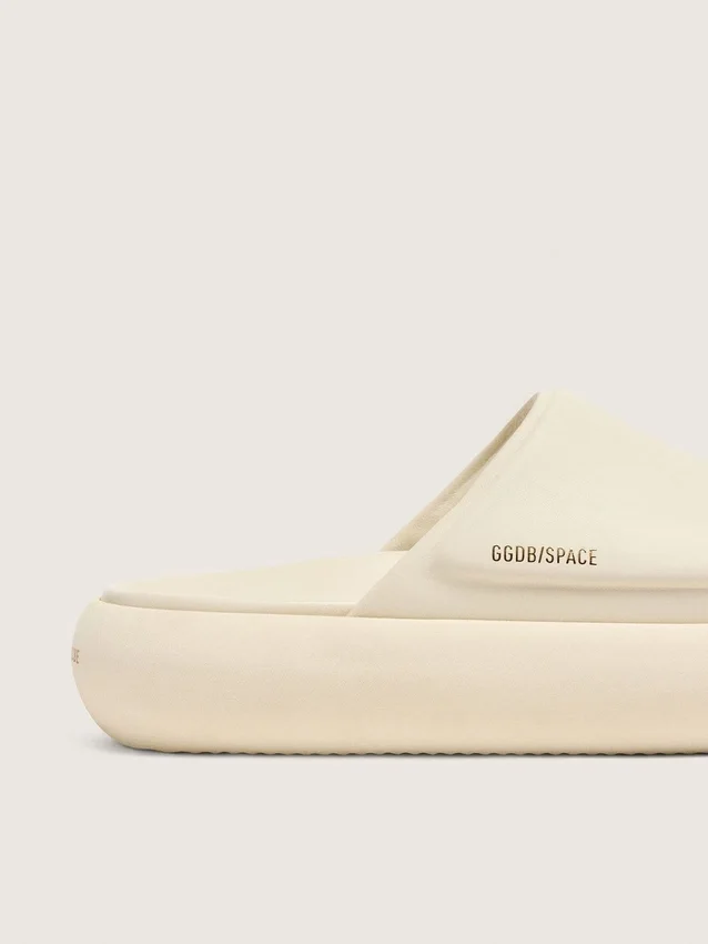 Space-Star-Slipper für Damen aus weissem Leder