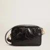 Star Bag aus glänzendem schwarzem Leder mit Ton-in-Ton-Stern