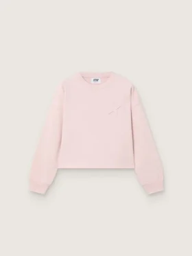 Star-Cropped-Sweatshirt für Mädchen aus rosa Baumwolle mit Aufnäher und Logo