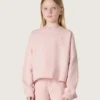 Star-Cropped-Sweatshirt für Mädchen aus rosa Baumwolle mit Aufnäher und Logo