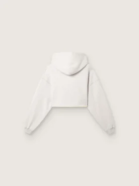 Star Damen-Cropped-Hoodie aus grau melierter Baumwolle