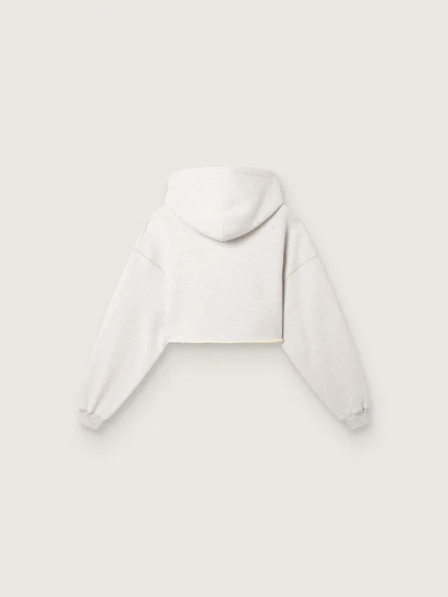 Star Damen-Cropped-Hoodie aus grau melierter Baumwolle