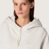 Star Damen-Cropped-Hoodie aus grau melierter Baumwolle