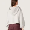 Star Damen-Cropped-Hoodie aus grau melierter Baumwolle