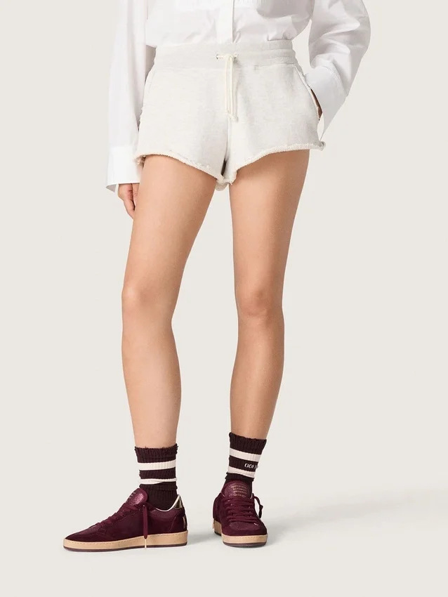 Star-Damen-Shorts aus grauem Melange-Fleece