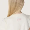 «Star»-Mädchen-Hemd aus weissem Baumwolljersey mit rosa Glitzerstern