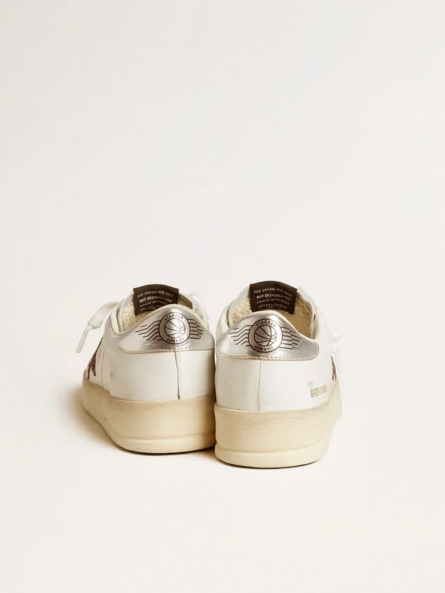 Stardan für Damen aus Nappa mit Glitzerstern und Fersenlasche aus Metallic-Leder