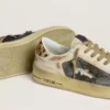 Stardan für Damen aus Nappa und Mesh mit Fersenlasche aus Ponyfell mit Leopardenmuster