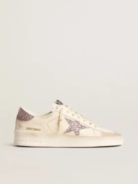 Stardan für Damen aus Nappa und Wildleder mit rosa Glitzerstern und Fersenlasche