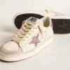 Stardan für Damen aus Nappa und Wildleder mit rosa Glitzerstern und Fersenlasche
