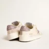 Stardan für Damen aus Nappa und Wildleder mit rosa Glitzerstern und Fersenlasche