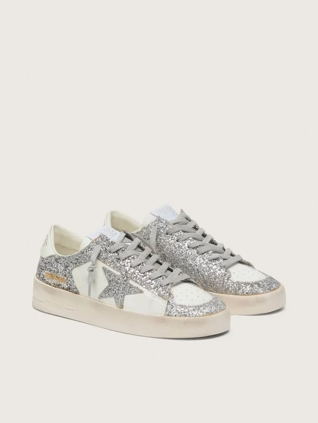 Stardan für Damen aus weissem Leder und mit Glitzer