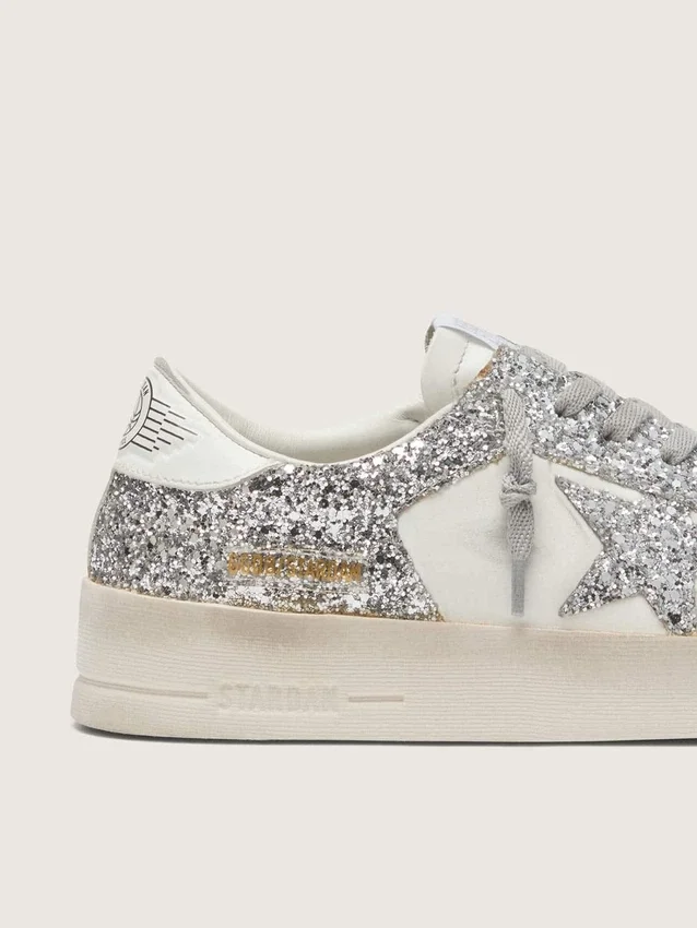 Stardan für Damen aus weissem Leder und mit Glitzer