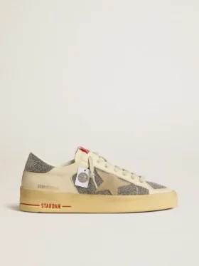 Stardan für Damen aus Wildleder mit sandfarbenem Stern und silbernen Swarovski-Kristalleinsätzen