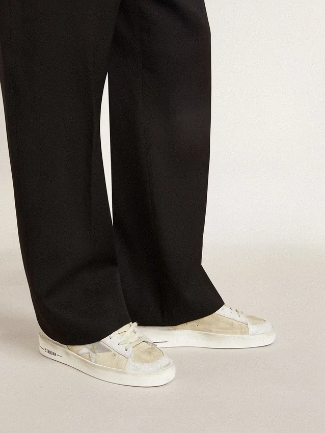Stardan für Herren aus Nubuk- und Crackle-Leder mit silbernem Metallic-Lederstern
