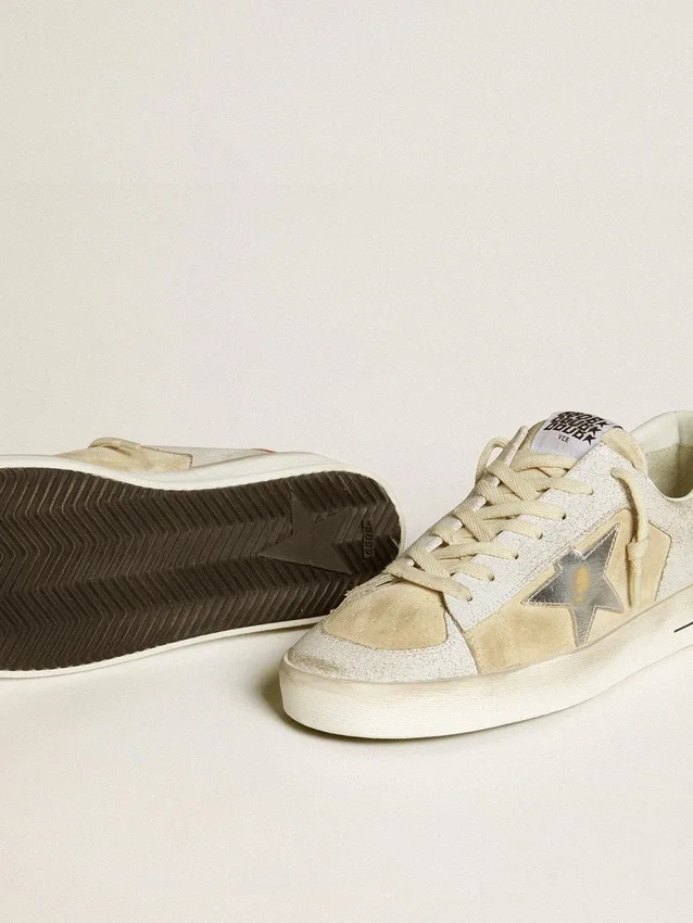 Stardan für Herren aus Nubuk- und Crackle-Leder mit silbernem Metallic-Lederstern